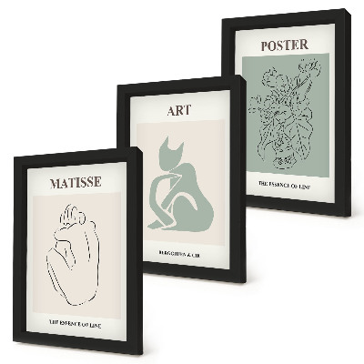 Įrėmintų paveikslų rinkinys Henri Matisse'o smėlio ir žalios spalvos plakatai