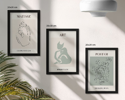 Įrėmintų paveikslų rinkinys Henri Matisse'o smėlio ir žalios spalvos plakatai