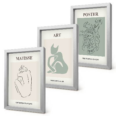 Įrėmintų paveikslų rinkinys Henri Matisse'o smėlio ir žalios spalvos plakatai