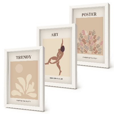 3 paveikslų rinkinys su rėmais Abstrakčios formos ir figūros, kurias sukūrė Henri Matisse