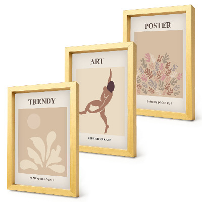 3 paveikslų rinkinys su rėmais Abstrakčios formos ir figūros, kurias sukūrė Henri Matisse