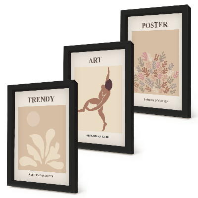 3 paveikslų rinkinys su rėmais Abstrakčios formos ir figūros, kurias sukūrė Henri Matisse