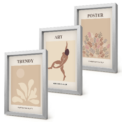 3 paveikslų rinkinys su rėmais Abstrakčios formos ir figūros, kurias sukūrė Henri Matisse