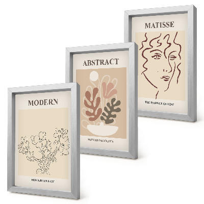 Įrėmintų paveikslų rinkinys Augalų motyvai ir linijos moderniu stiliumi
