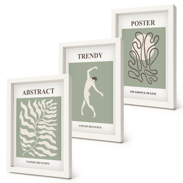 Įrėmintų paveikslų rinkinys Henri Matisse'o žalių atspalvių augalų raštai