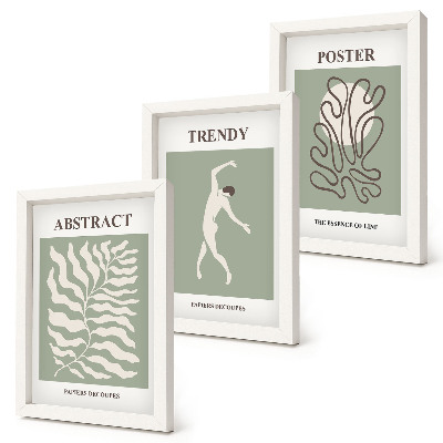 Įrėmintų paveikslų rinkinys Henri Matisse'o žalių atspalvių augalų raštai