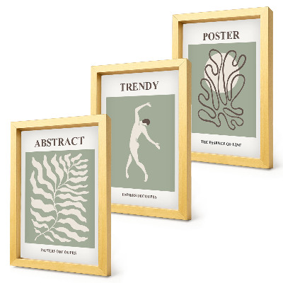 Įrėmintų paveikslų rinkinys Henri Matisse'o žalių atspalvių augalų raštai