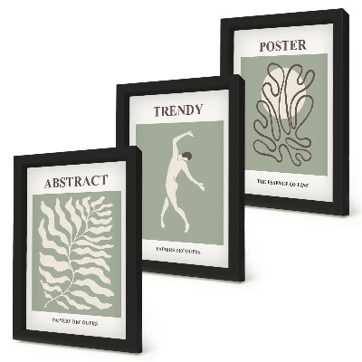 Įrėmintų paveikslų rinkinys Henri Matisse'o žalių atspalvių augalų raštai