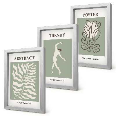 Įrėmintų paveikslų rinkinys Henri Matisse'o žalių atspalvių augalų raštai