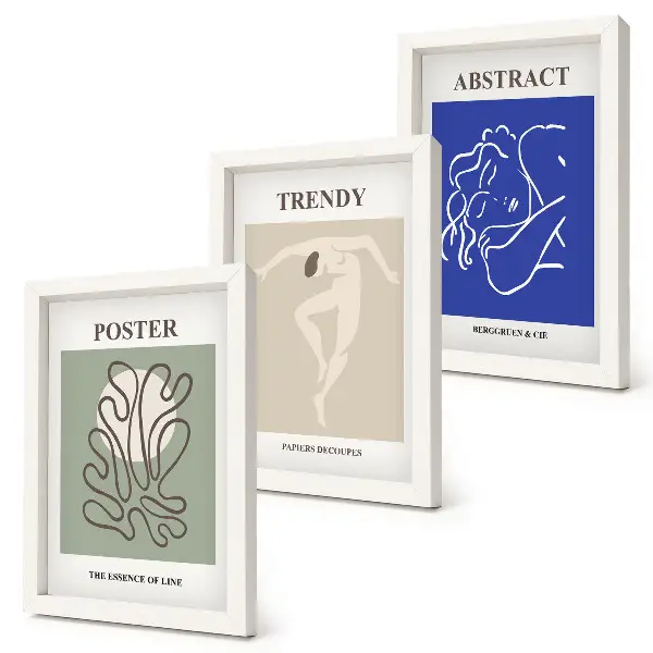Henri Matisse pastelinės iliustracijos 3 paveikslų rinkinys su rėmais