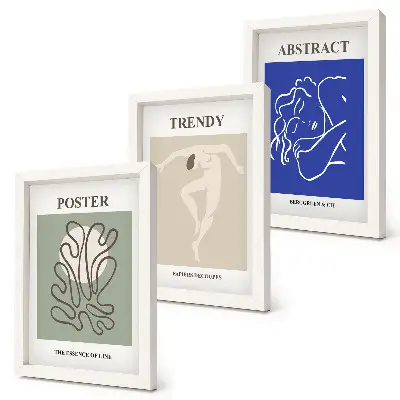 Henri Matisse pastelinės iliustracijos 3 paveikslų rinkinys su rėmais