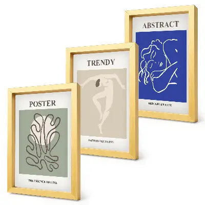 Henri Matisse pastelinės iliustracijos 3 paveikslų rinkinys su rėmais