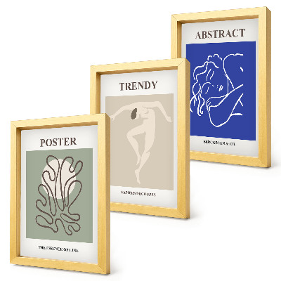 3 paveikslų rinkinys su rėmais Henri Matisse'o pastelinės iliustracijos