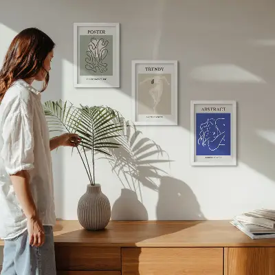 Henri Matisse pastelinės iliustracijos 3 paveikslų rinkinys su rėmais