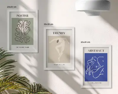 Henri Matisse pastelinės iliustracijos 3 paveikslų rinkinys su rėmais