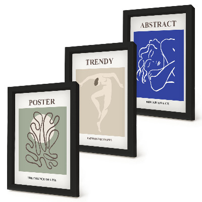 3 paveikslų rinkinys su rėmais Henri Matisse'o pastelinės iliustracijos