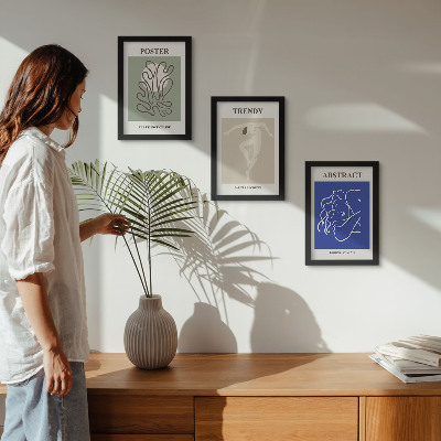 3 paveikslų rinkinys su rėmais Henri Matisse'o pastelinės iliustracijos