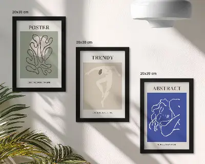 Henri Matisse pastelinės iliustracijos 3 paveikslų rinkinys su rėmais