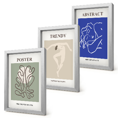 3 paveikslų rinkinys su rėmais Henri Matisse'o pastelinės iliustracijos