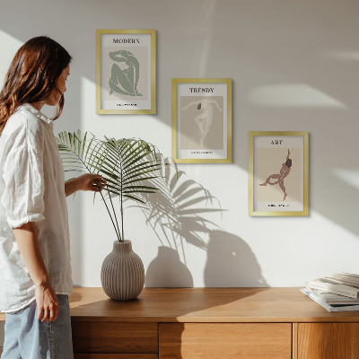 Įrėmintų paveikslų rinkinys Stilingi personažai minimalistiniais atspalviais