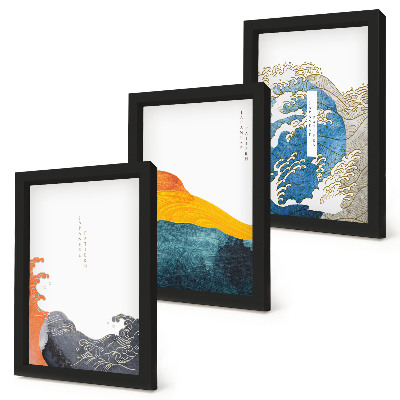 Įrėmintų paveikslų rinkinys Bangos japonų grafikos stiliumi