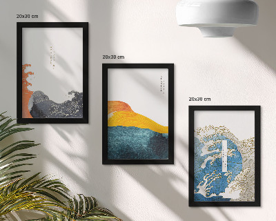 Įrėmintų paveikslų rinkinys Bangos japonų grafikos stiliumi