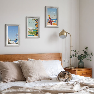 Įrėmintų paveikslų rinkinys Atostogų vaizdai į Amalfį, Positano ir Kapri
