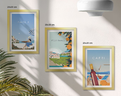 Įrėmintų paveikslų rinkinys Atostogų vaizdai į Amalfį, Positano ir Kapri