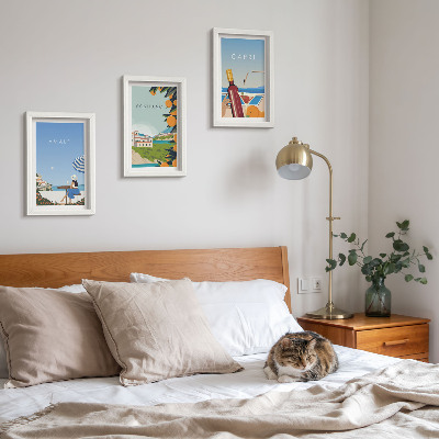 Įrėmintų paveikslų rinkinys Atostogų vaizdai į Amalfį, Positano ir Kapri