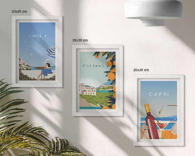 Įrėmintų paveikslų rinkinys Atostogų vaizdai į Amalfį, Positano ir Kapri