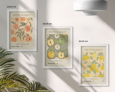Įrėmintų paveikslų rinkinys Vaisių plakatų raštai retro stiliumi