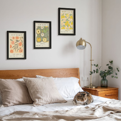 Įrėmintų paveikslų rinkinys Vaisių plakatų raštai retro stiliumi