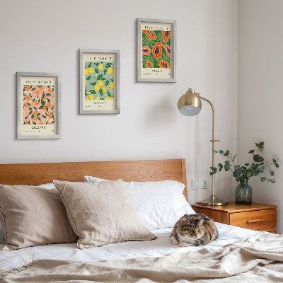 Įrėmintų paveikslų rinkinys Citrusiniai ir tropiniai vaisiai retro stiliumi