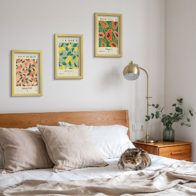 Įrėmintų paveikslų rinkinys Citrusiniai ir tropiniai vaisiai retro stiliumi