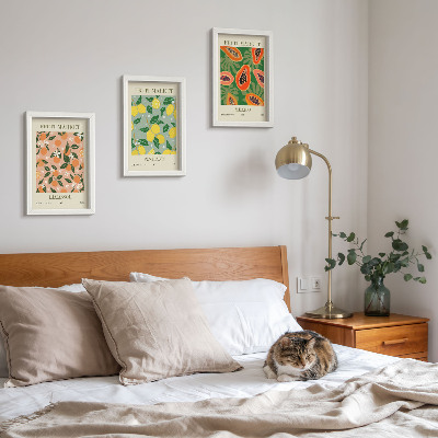Įrėmintų paveikslų rinkinys Citrusiniai ir tropiniai vaisiai retro stiliumi