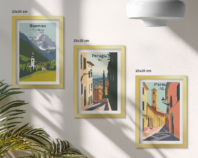 Įrėmintų paveikslų rinkinys Kalnų peizažai ir Italijos miestų gatvės