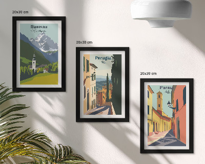 Įrėmintų paveikslų rinkinys Kalnų peizažai ir Italijos miestų gatvės