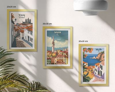 Įrėmintų paveikslų rinkinys Retro iliustracijos garsių pasaulio miestų