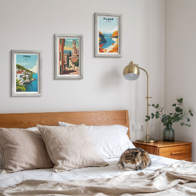 Įrėmintų paveikslų rinkinys Vaizdingi peizažai retro stiliumi