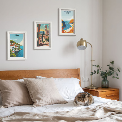 Įrėmintų paveikslų rinkinys Vaizdingi peizažai retro stiliumi