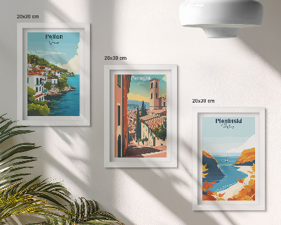 Įrėmintų paveikslų rinkinys Vaizdingi peizažai retro stiliumi