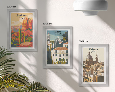 Įrėmintų paveikslų rinkinys Sedonos ir Sintros Valetos retro miesto peizažai