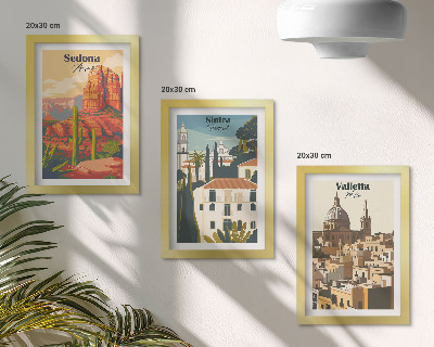 Įrėmintų paveikslų rinkinys Sedonos ir Sintros Valetos retro miesto peizažai