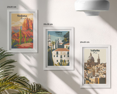 Įrėmintų paveikslų rinkinys Sedonos ir Sintros Valetos retro miesto peizažai