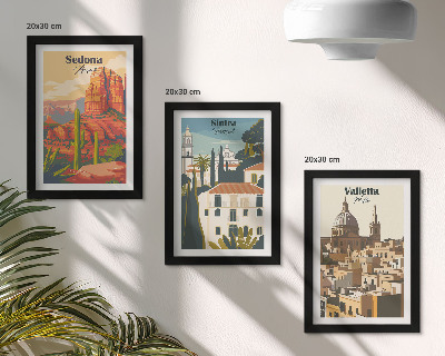 Įrėmintų paveikslų rinkinys Sedonos ir Sintros Valetos retro miesto peizažai
