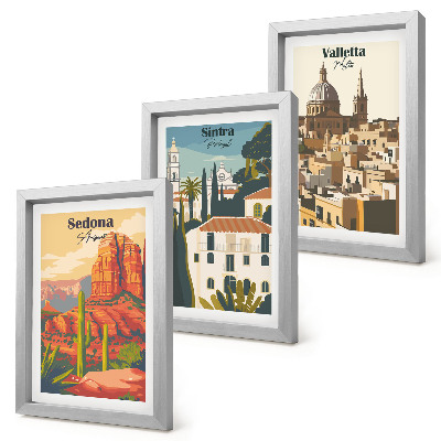 Įrėmintų paveikslų rinkinys Sedonos ir Sintros Valetos retro miesto peizažai