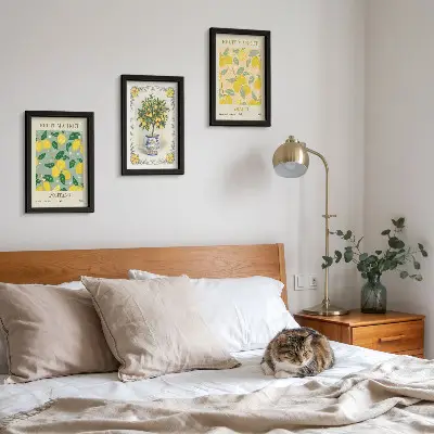 Itališkų citrusinių medžių ir vaisių plakatų rinkinys 3 paveikslai su rėmais