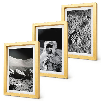 Įrėmintų paveikslų rinkinys Mėnulio nuotraukos su astronautu ir jo pėdsaku