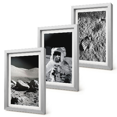 Įrėmintų paveikslų rinkinys Mėnulio nuotraukos su astronautu ir jo pėdsaku