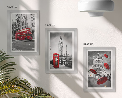 Įrėmintų paveikslų rinkinys Raudoni akcentai ir garsūs Londono pastatai